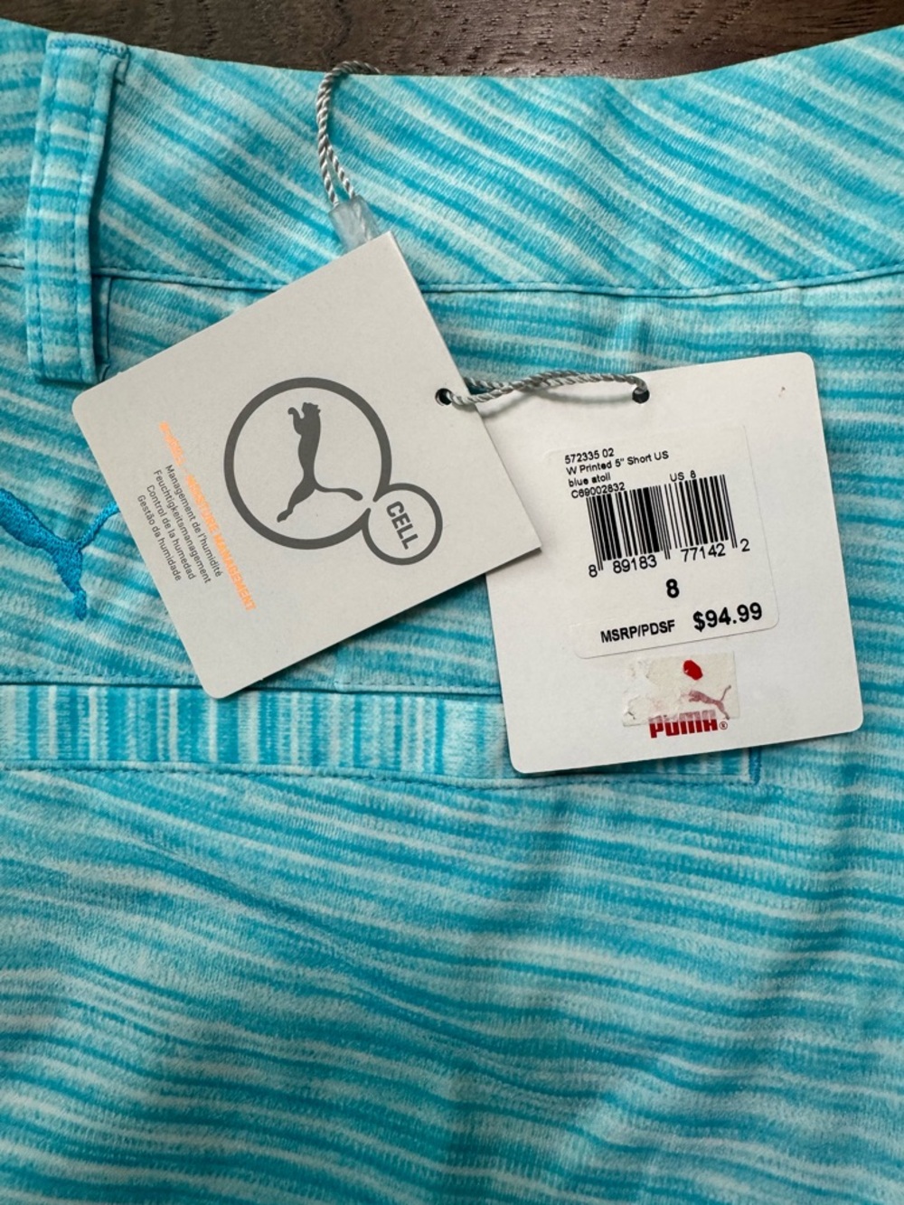 NWT! Puma Women's Aqua Teal Striped Golf Performance Shorts - Picture 9 of 12